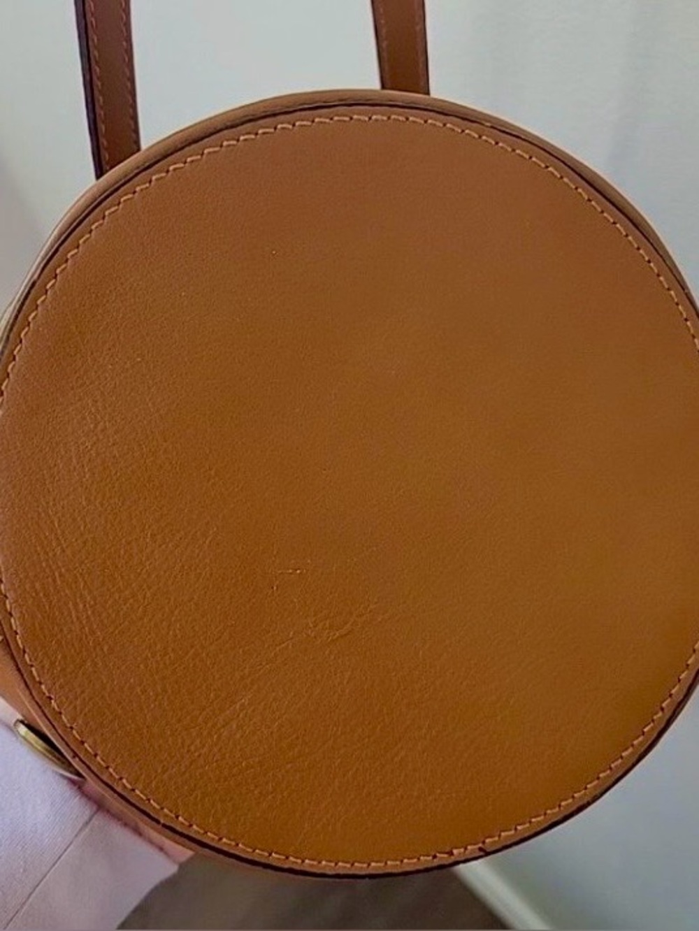 Brown Leather Drawstring Satchel Shoulder Bag - Picture 7 of 8